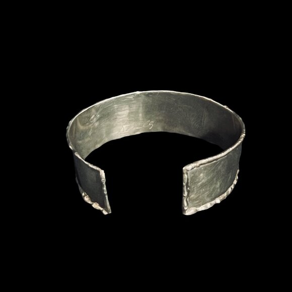 Vintage Wide Silver Tone Cuff Bracelet Signed (5217) - Picture 3 of 5